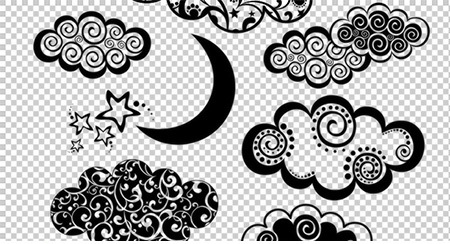 براش ابر و ماه تزئینی برای فتوشاپ