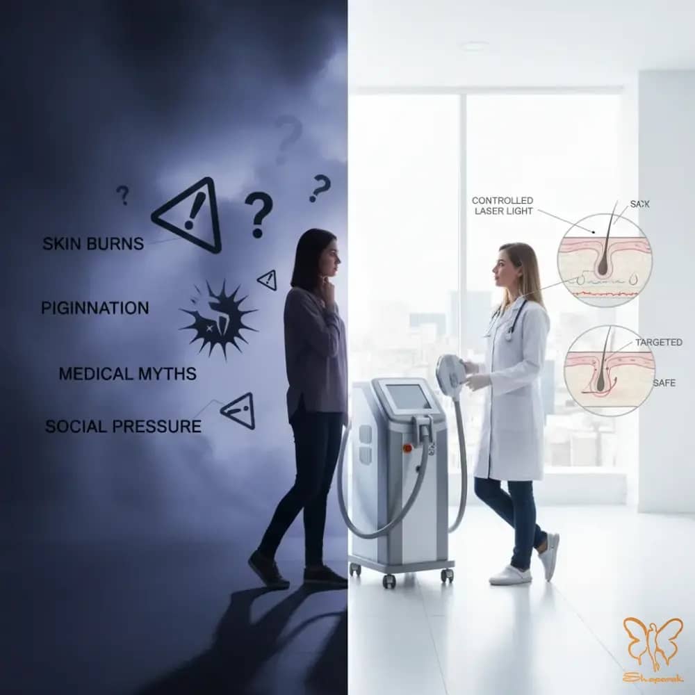 لیزر موهای زائد بی‌خطر است؟ بررسی تخصصی عوارض و راه‌های پیشگیری در مشهد